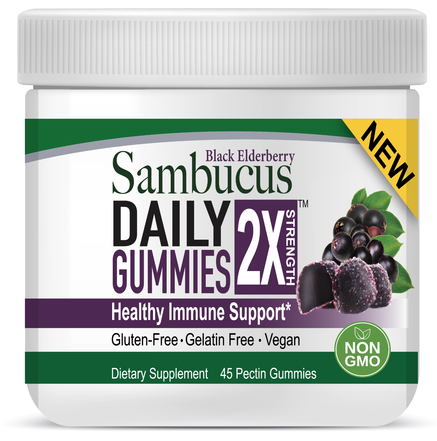 Nature's Answer Sambucus Daily Gummies, černý bez, 45 gumových bonbónů Obrázek