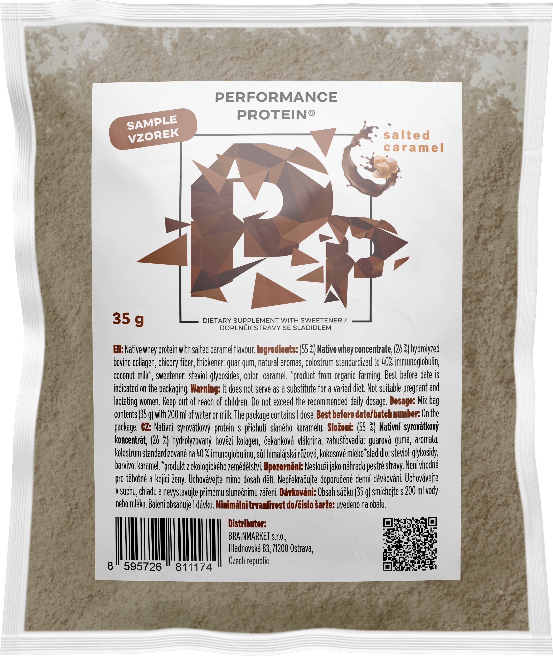 BrainMax Performance Protein, natívny srvátkový proteín, slaný karamel Hmotnosť: 35 g