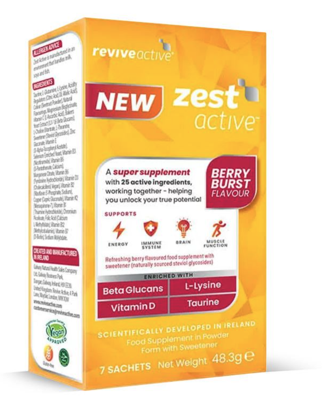 Revive Active Zest Active, podpora imunity a energie, lesní plody, 7 sáčků