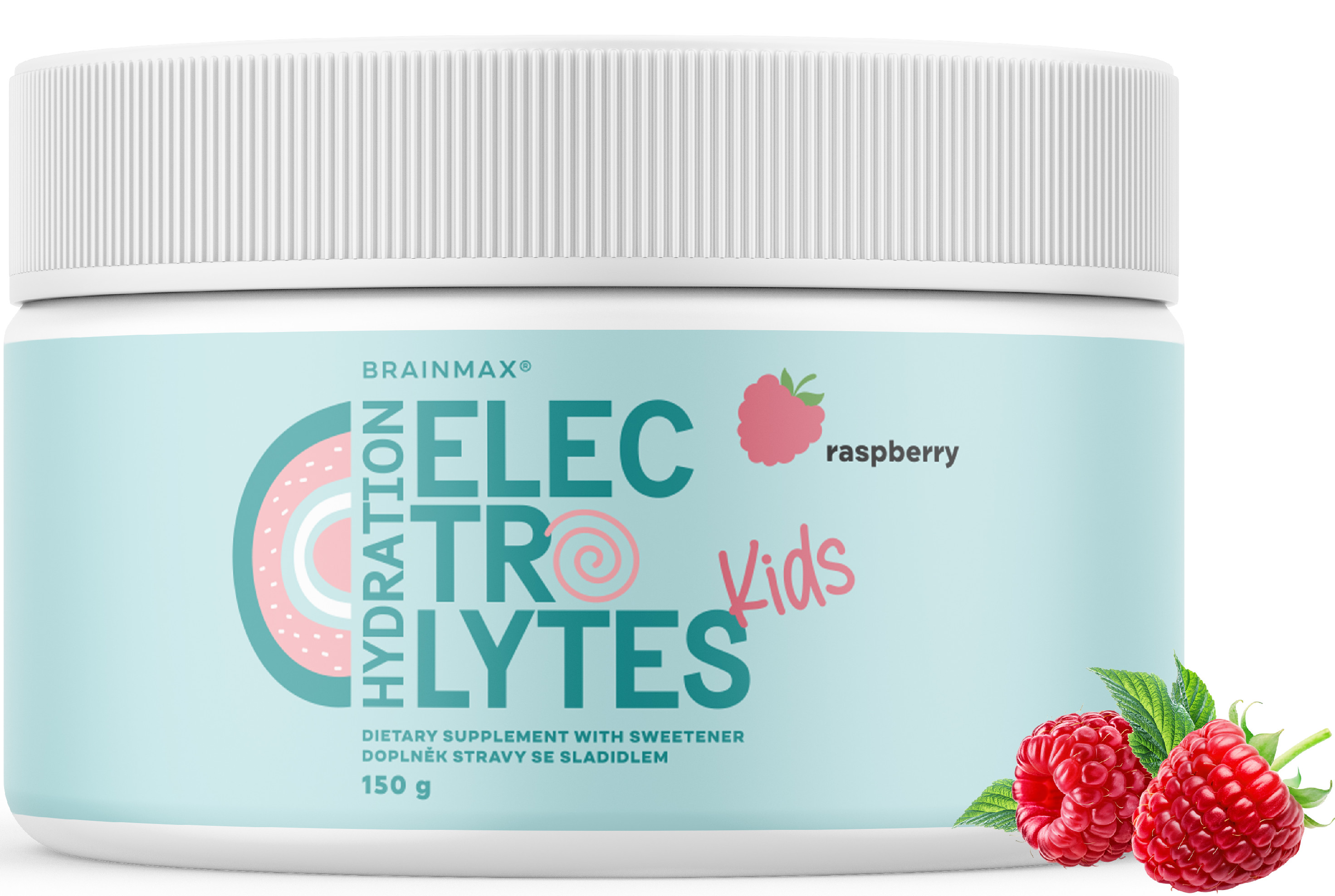 BrainMax KIDS Hydratačné elektrolyty, Malina, 150 g