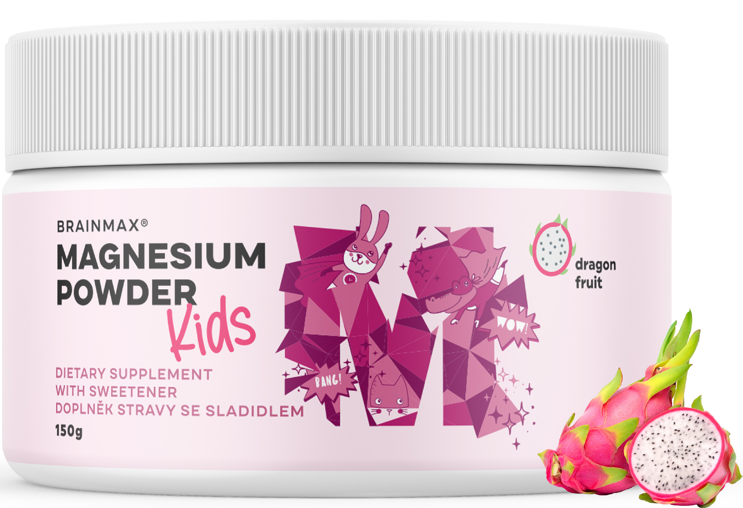 BrainMax KIDS Magnesium Powder, Dračie ovocie, 150 g