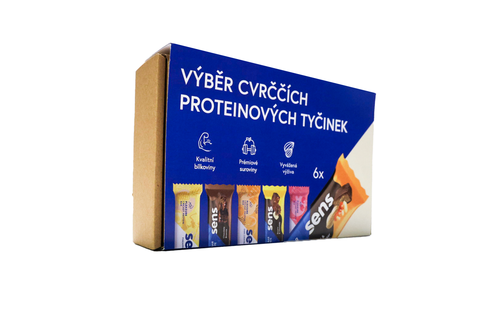 Sens Cvrčšie proteínové tyčinky v darčekovom balení, starter pack (6 tyčiniek)