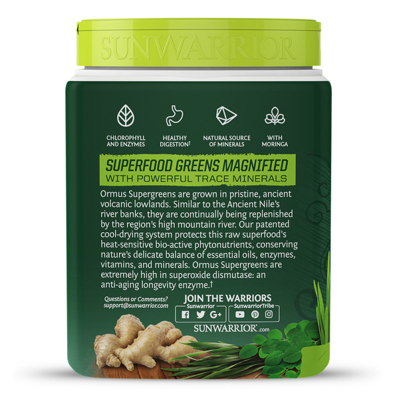Sunwarrior Ormus Warrior Super Greens Bio 450 g - máta Obrázek