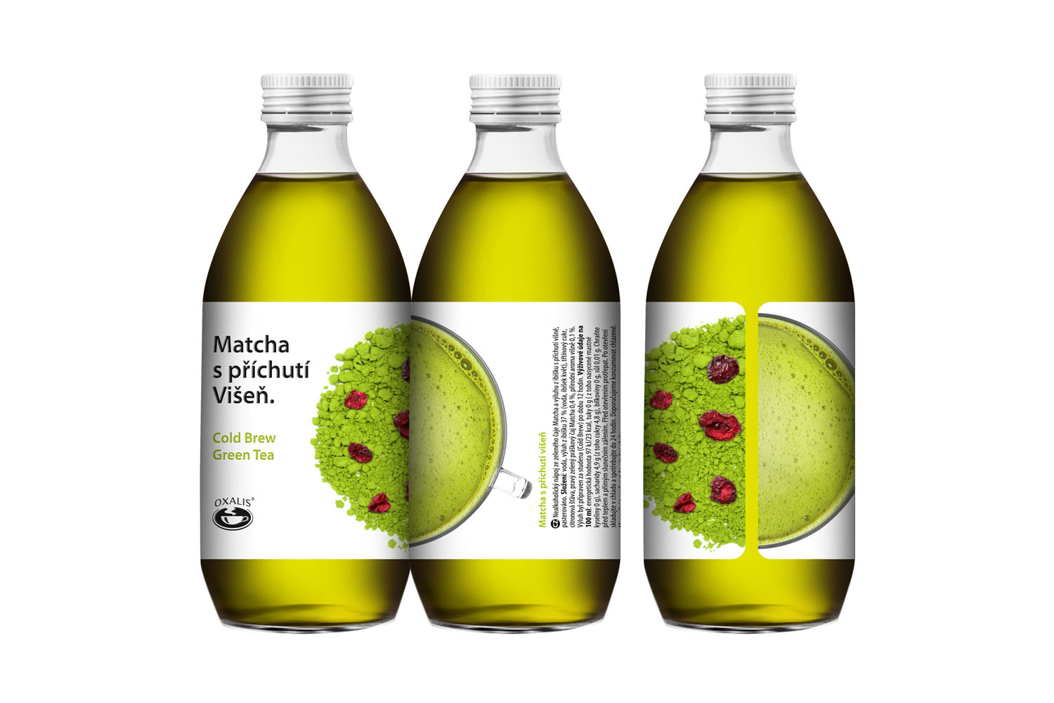 Oxalis Matcha s příchutí Višeň - Cold Brew Green Tea, 330 ml Obrázek
