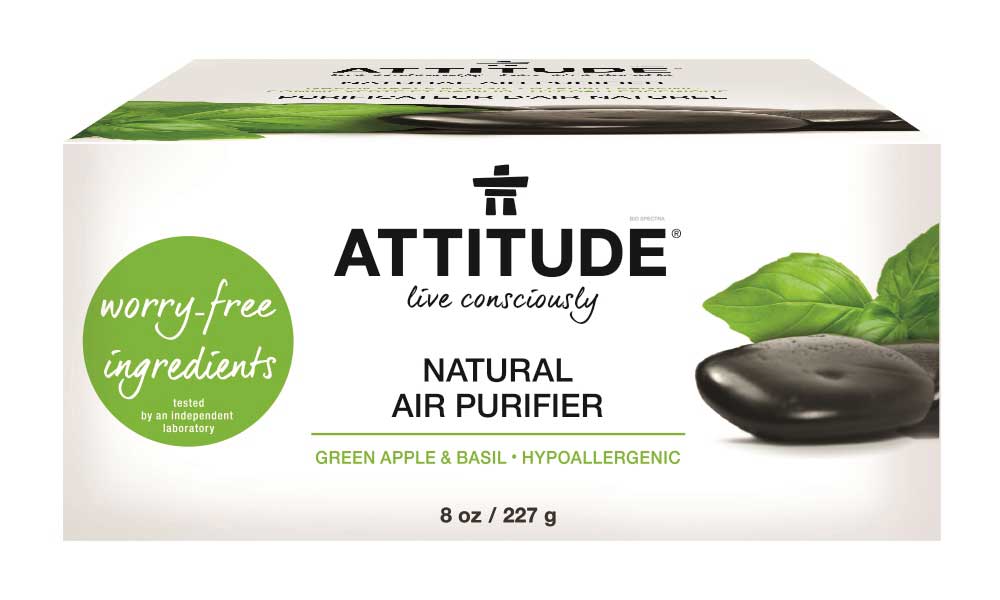 E-shop Attitude - prírodný čistiaci osviežovač vzduchu s esenciálnymi olejmi s vôňou zeleného jablka a bazalky, 227 g