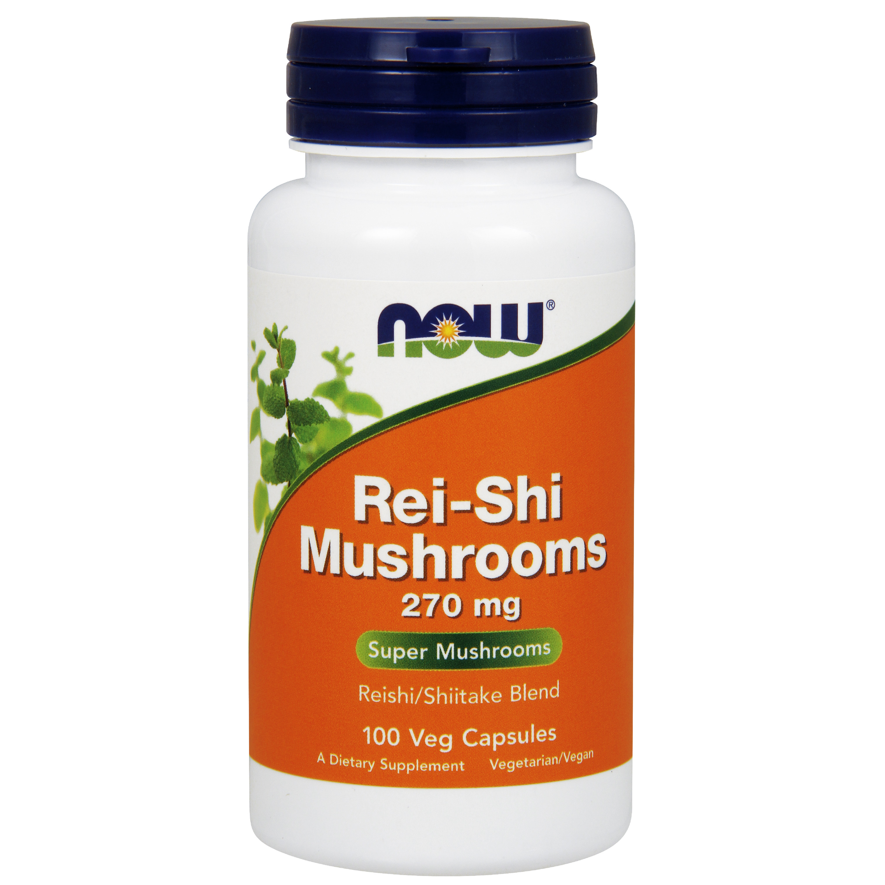 NOW® Foods NOW Rei-Shi houby (zmes Reishi/Shiitake), 270 mg, 100 rastlinných kapsúl