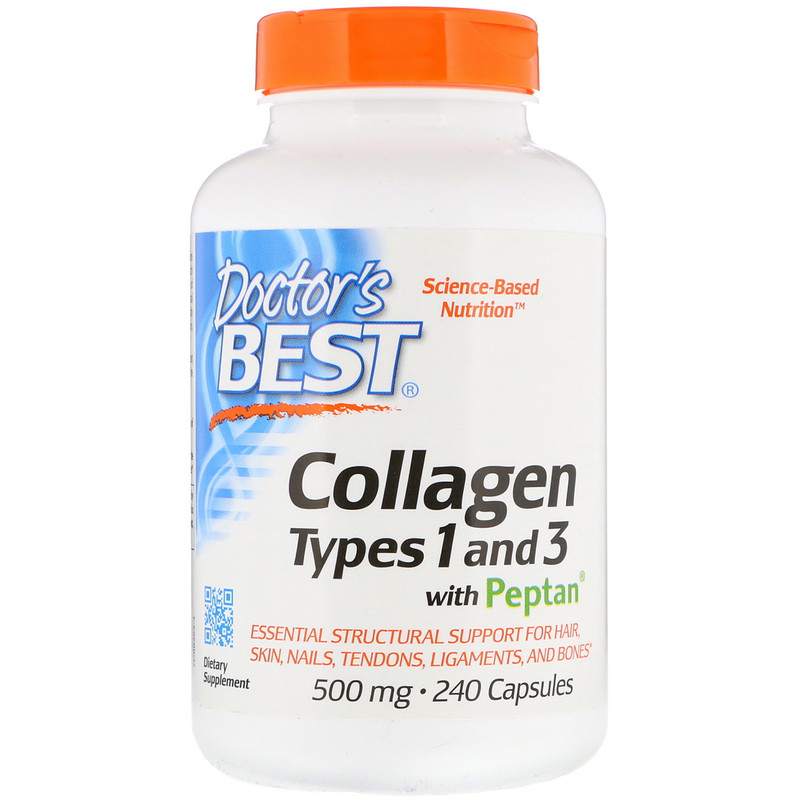 Doctor's Best Doctor’s Best Kolagen, Typ I & III s Peptanem a vitamínem C 500 mg, 240 kapslí