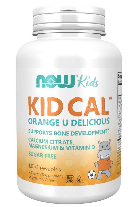 E-shop NOW® Foods NOW Kid Cal, Orange, Vápnik, Horčík, Vitamín D pre deti, 100 žuvacích pastiliek