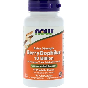 NOW® Foods NOW BerryDophilus Extra Strength (probiotiká pre deti), 50 žuvacích pastiliek