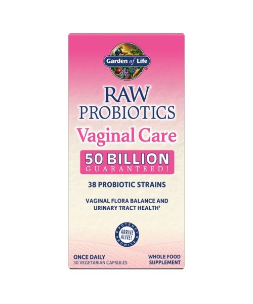 Garden of life Raw Probiotics vaginal care (probiotiká pre ženy, vaginálna starostlivosť), 50 mld. CFU, 38 kmeňov, 30 rastlinných kapsúl