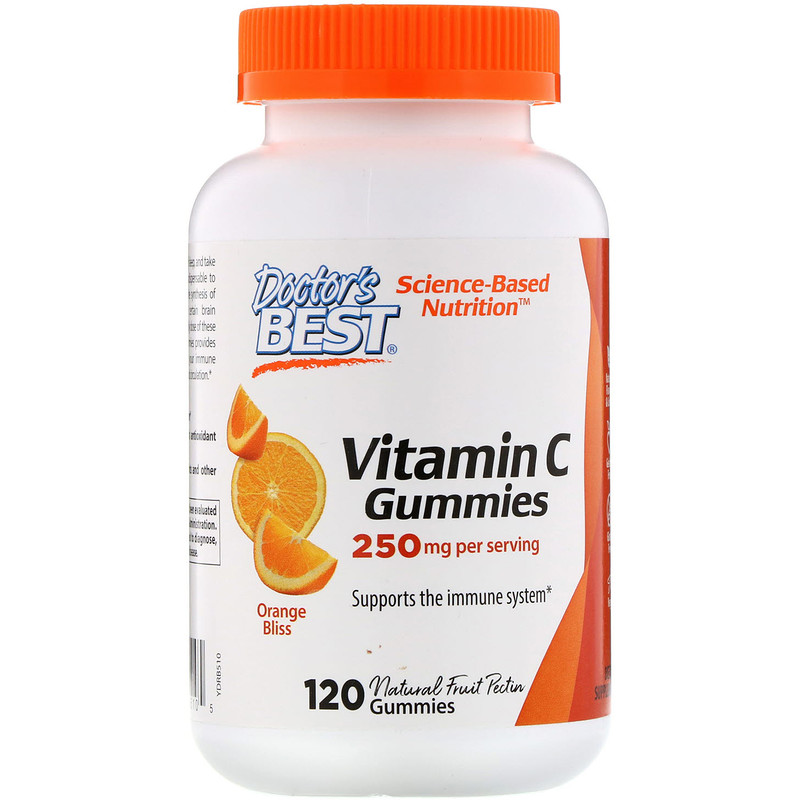 E-shop Doctor's Best Doctor’s Best Vitamin C, 120 gumových vegan cukríkov s príchuťou pomaranča