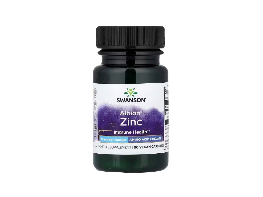 Swanson Albion® Zinc, Zinok, imunita a zdravie prostaty, 30 mg, 90 kapsúl