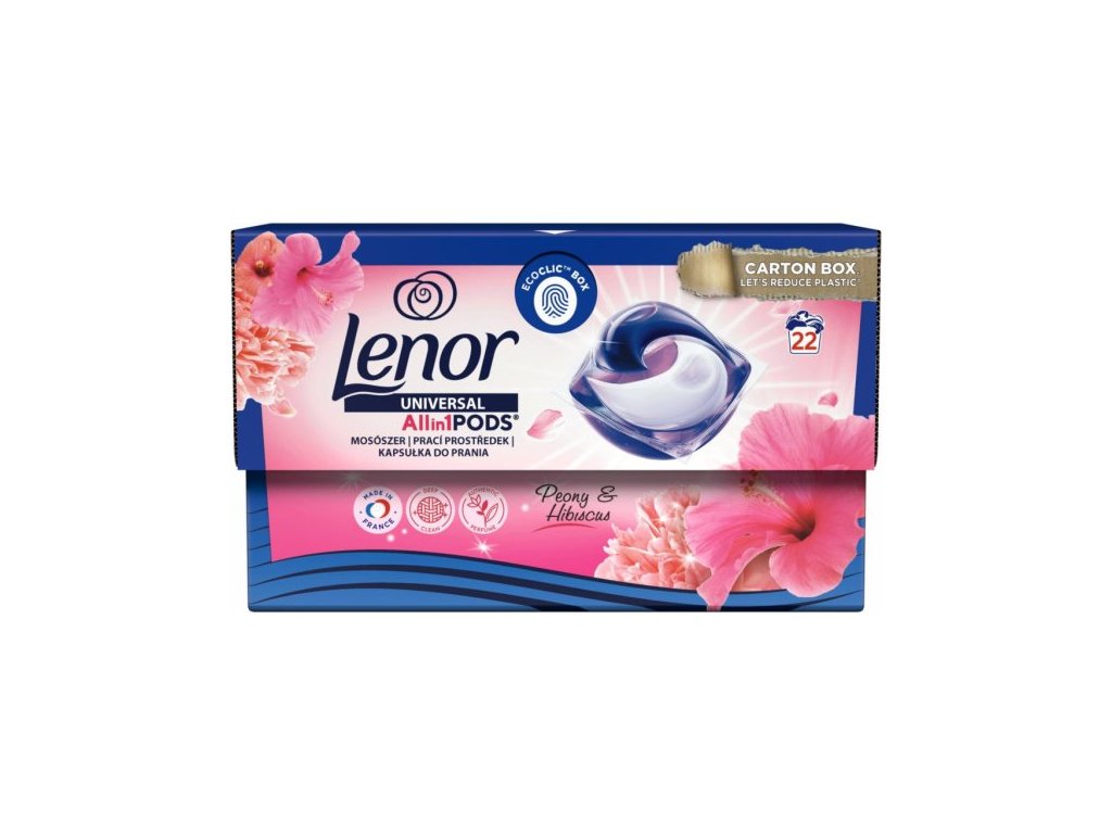 Lenor Allin1 Peony Hibiscus color gélové kapsule 22ks carton box