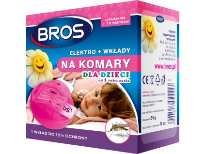 Bros Sensitive elektrický odparovač proti komárom + 10 vankúšikov pre deti