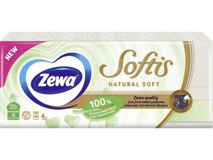 Zewa Natural Soft papierové hygienické vreckovky 10 x 9 ks