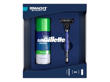 Gillette Mach3 Start Darčeková Sada holiaci strojček + náhradná hlavica +holiaci gel 100ml