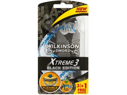Wilkinson Sword Xtreme3 Black Edition jednorazový holiaci strojček s 3 čepieľkami 4 ks