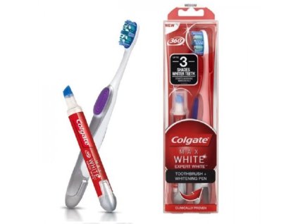 Colgate MaxWhite Expert White zubná kefka + bieliace pero