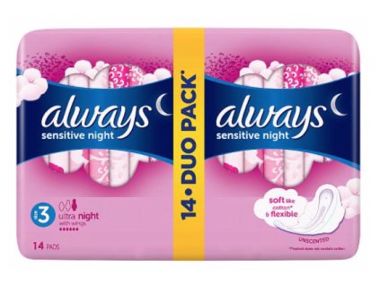 Always Ultra Sensitive Night Hygienické Vložky 14 ks