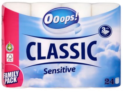 Ooops! Classic Sensitive toaletný papier 3vrst. 24ks