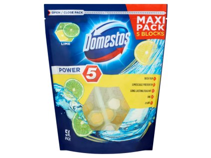 Domestos Power 5 Lime tuhý WC Blok 5x55g