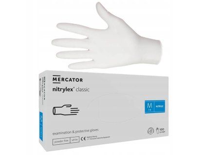 Nitrilove rukavice Mercator WHITE M 100ks