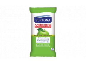 Septona vlhčené obrúsky s antibakteriálnym účinkom s vôňou zeleného jablka 15ks