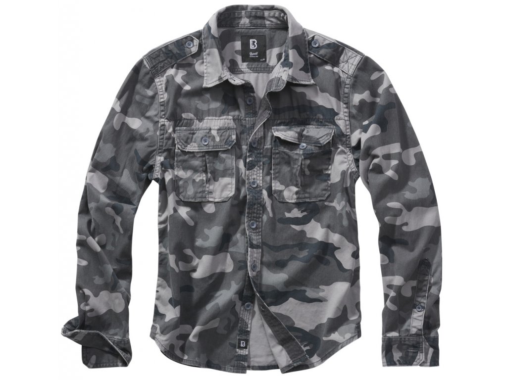 BRANDIT košile Vintage Shirt longsleeve Grey camo