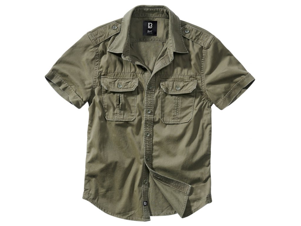 BRANDIT košile Vintage Shirt shortsleeve Olivová
