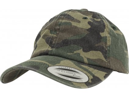 BRANDIT kšiltovka Low Profile Camo Washed Cap Woodland