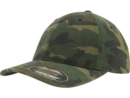 BRANDIT kšiltovka Flexfit Garment Washed Camo Cap Woodland