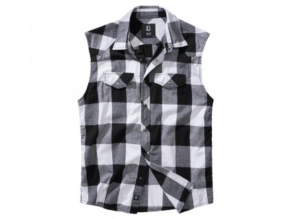 BRANDIT košile Checkshirt sleeveless bílo-černá