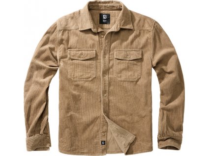 BRANDIT košile Corduroy Classic Shirt Long Sleeve Camel