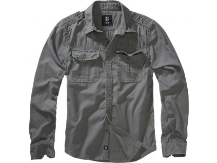 BRANDIT košile Vintage Shirt longsleeve Charcoal grey