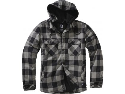 BRANDIT bunda Lumberjacket hooded Černo-charcoal