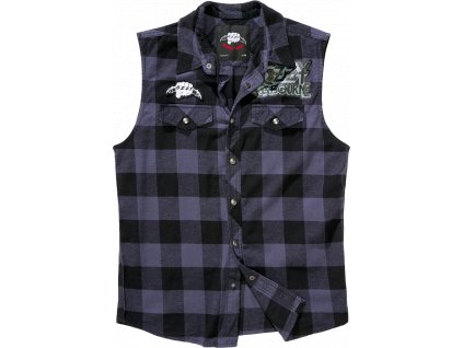 BRANDIT košile Ozzy Checkshirt Sleeveless černo-šedá