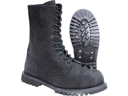 BRANDIT BOTY 10-dírkové Nubuk leather Phantom Černé
