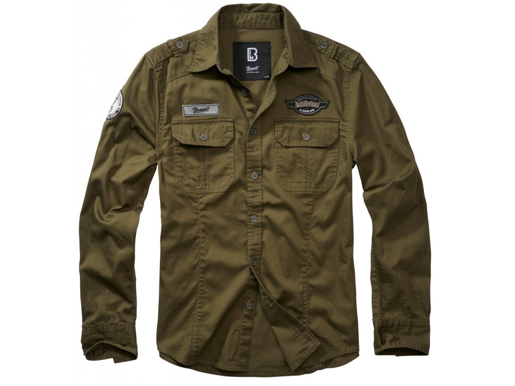 BRANDIT košile Luis Vintageshirt Olivová (Velikost 3XL)