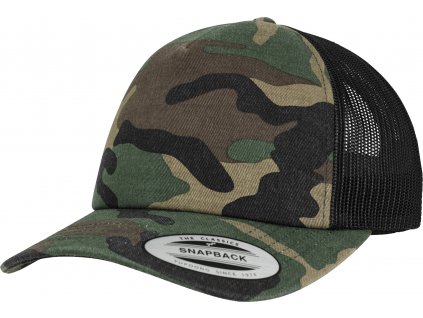 BRANDIT kšiltovka Camo Trucker Cap Woodland Černá (Velikost OS)