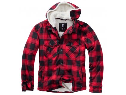 BRANDIT bunda Lumberjacket hooded Červeno-čierna