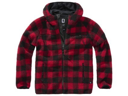 BRANDIT bunda Teddyfleece Worker Červeno-čierna