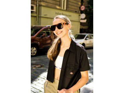 DICKIES WORK SHIRT CROPPED SS W BLK