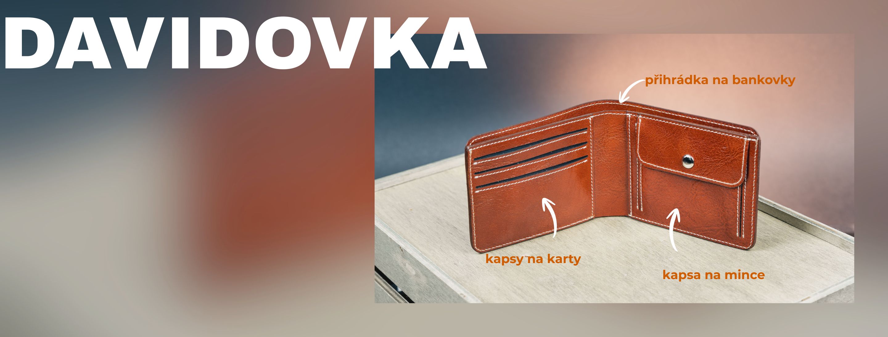 Pánská kožená peněženka Davidovka, hnědá