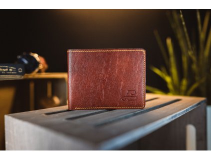 Pánská kožená peněženka Compact, hnědá / světle hnědá