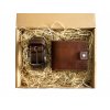 Set koženého pásku Stitched Elegant 35 mm a peněženky Classic Complete Tmavě hnědý