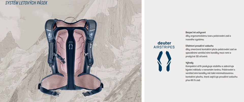 Deuter Compact 14 + 3 Ink-Ashrose – Airstripes – technické schéma