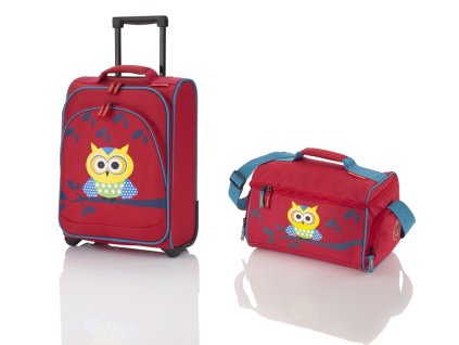 Travelite Youngster – dětská sada kufru a cestovní tašky Owl + pouzdro zdarma