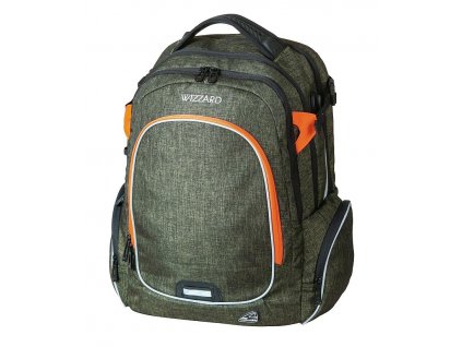 Studentský batoh WIZZARD Olive + Pouzdro zdarma