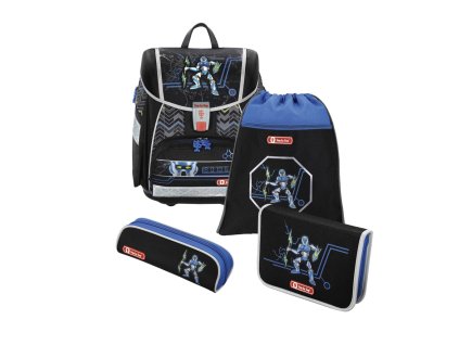 Školní aktovka TOUCH2 pro prvňáčky - 4-dílný set, Step by Step Robot, certifikát AGR + PowerBanka nebo pouzdro zdarma