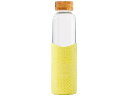 Neon Kactus Skleněná láhev s rukávem, 550 ml žlutá